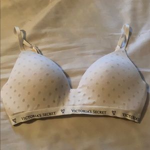 Victoria’s Secret white polka dot bra